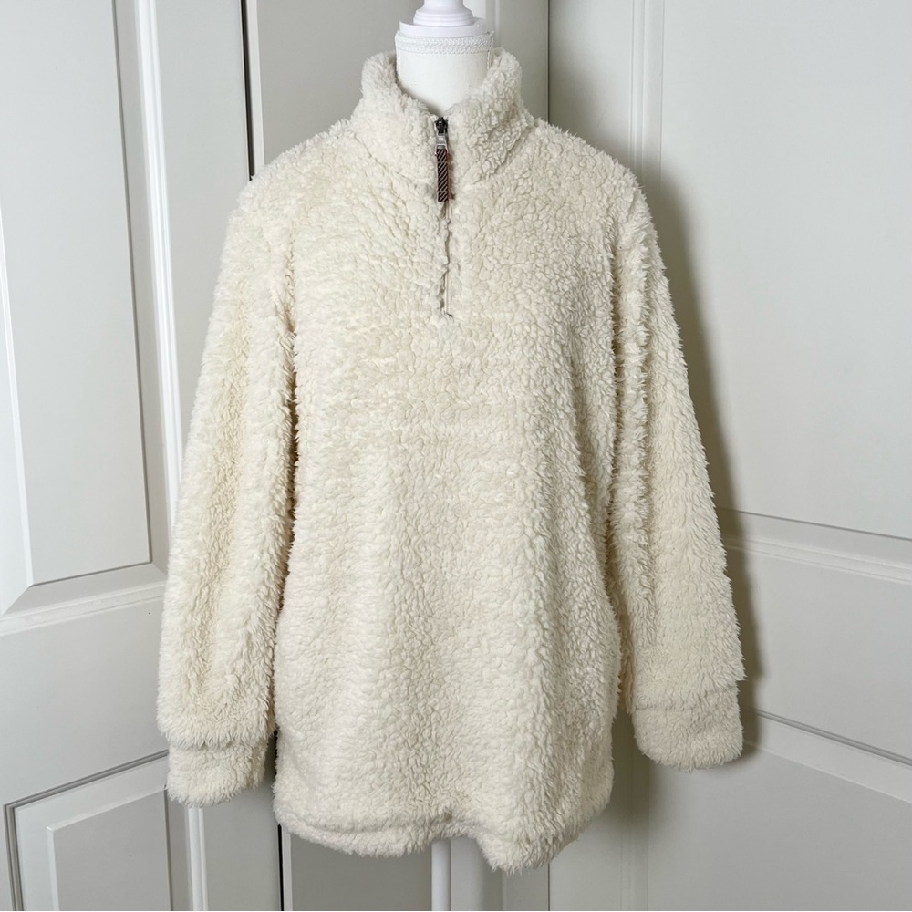 Original Weatherproof Vintage Plush Mockneck Cozy Pullover Sweater-Cream-Large